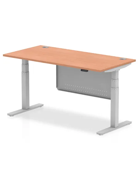 Dynamic Air Modesty 1600 x 800mm Height Adjustable Office Desk Beech Top Cable Ports Modesty Panel HA01323