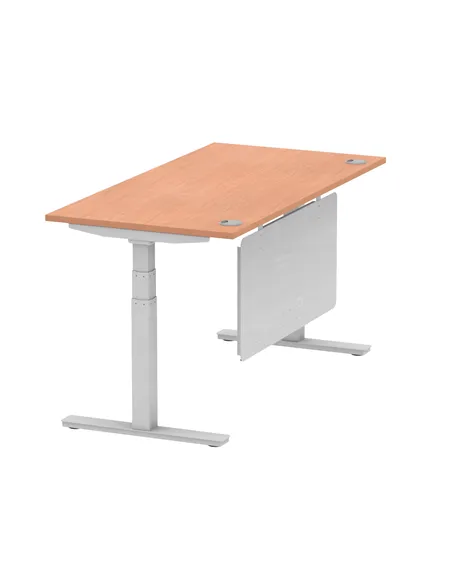 Dynamic Air Modesty 1600 x 800mm Height Adjustable Office Desk Beech Top Cable Ports Modesty Panel HA01323