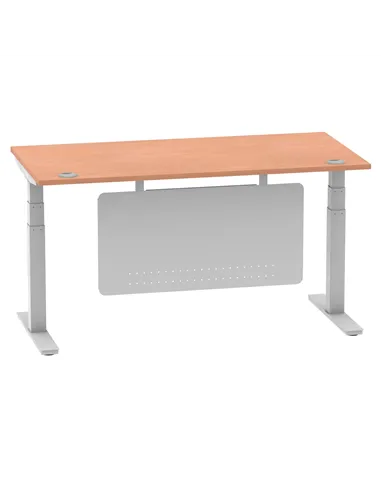 Dynamic Air Modesty 1600 x 800mm Height Adjustable Office Desk Beech Top Cable Ports Modesty Panel HA01323