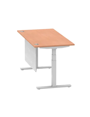 Dynamic Air Modesty 1600 x 800mm Height Adjustable Office Desk Beech Top Cable Ports Modesty Panel HA01323