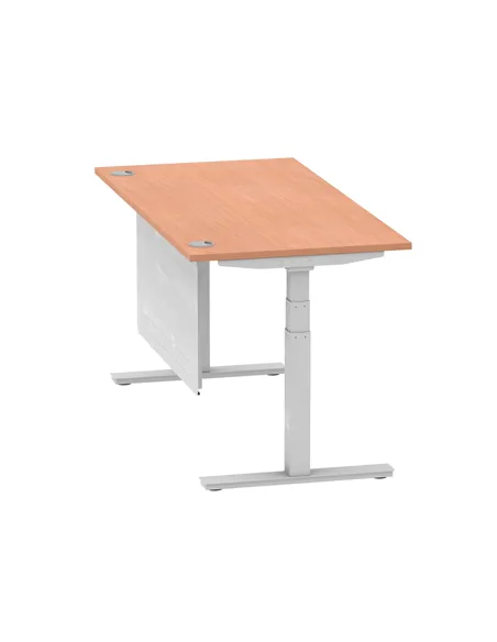 Dynamic Air Modesty 1600 x 800mm Height Adjustable Office Desk Beech Top Cable Ports Modesty Panel HA01323