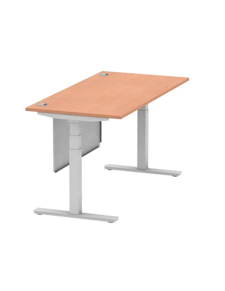 Dynamic Air Modesty 1600 x 800mm Height Adjustable Office Desk Beech Top Cable Ports Modesty Panel HA01323