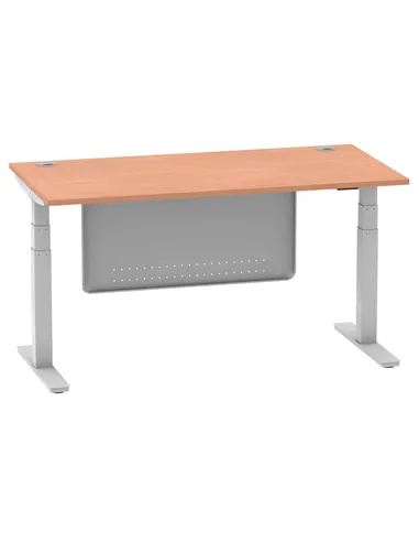Dynamic Air Modesty 1600 x 800mm Height Adjustable Office Desk Beech Top Cable Ports Modesty Panel HA01323