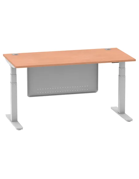Dynamic Air Modesty 1600 x 800mm Height Adjustable Office Desk Beech Top Cable Ports Modesty Panel HA01323