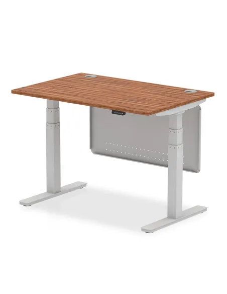 Dynamic Air Modesty 1200 x 800mm Height Adjustable Office Desk Walnut Top Cable Ports Modesty Panel HA01325