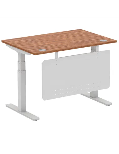 Dynamic Air Modesty 1200 x 800mm Height Adjustable Office Desk Walnut Top Cable Ports Modesty Panel HA01325