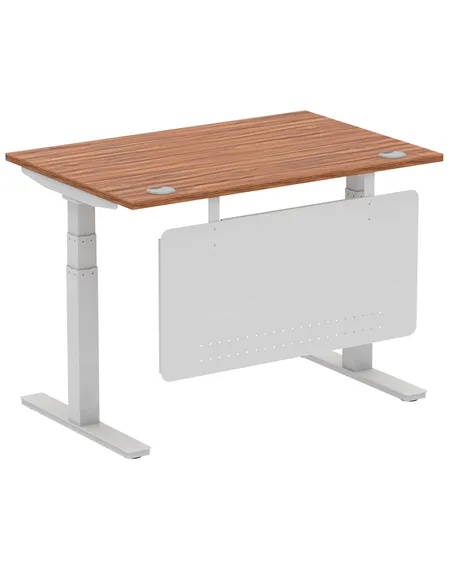 Dynamic Air Modesty 1200 x 800mm Height Adjustable Office Desk Walnut Top Cable Ports Modesty Panel HA01325