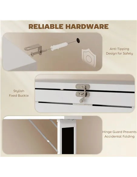 HOMCOM Wall Mounted Computer Desk, Folding Study Table with Black Board and Bookshelf, Multifunctional Floating Writing Desk for