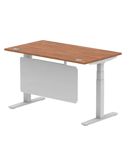 Dynamic Air Modesty 1400 x 800mm Height Adjustable Office Desk Walnut Top Cable Ports Modesty Panel HA01326