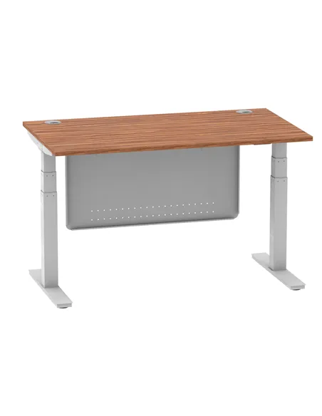 Dynamic Air Modesty 1400 x 800mm Height Adjustable Office Desk Walnut Top Cable Ports Modesty Panel HA01326
