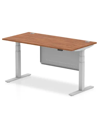 Dynamic Air Modesty 1600 x 800mm Height Adjustable Office Desk Walnut Top Cable Ports Modesty Panel HA01327