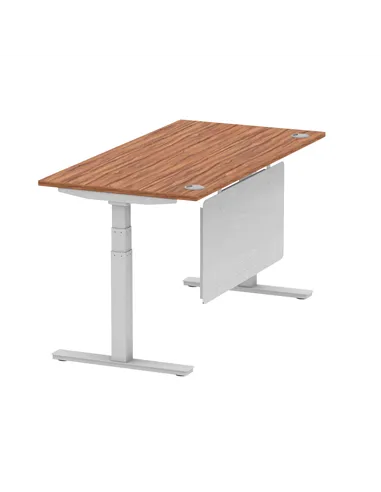 Dynamic Air Modesty 1600 x 800mm Height Adjustable Office Desk Walnut Top Cable Ports Modesty Panel HA01327