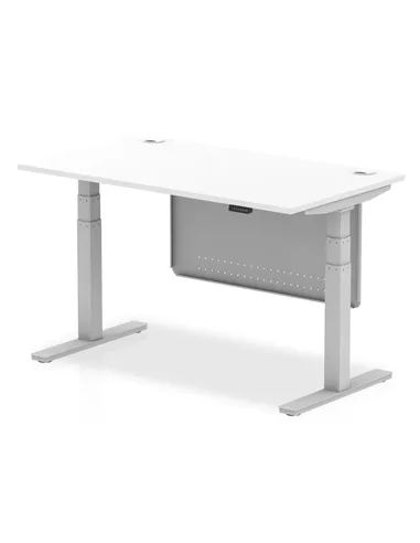 Dynamic Air Modesty 1400 x 800mm Height Adjustable Office Desk White Top Cable Ports Modesty Panel HA01330