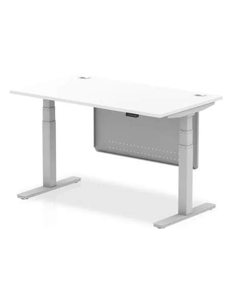 Dynamic Air Modesty 1400 x 800mm Height Adjustable Office Desk White Top Cable Ports Modesty Panel HA01330
