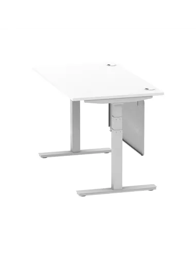 Dynamic Air Modesty 1400 x 800mm Height Adjustable Office Desk White Top Cable Ports Modesty Panel HA01330