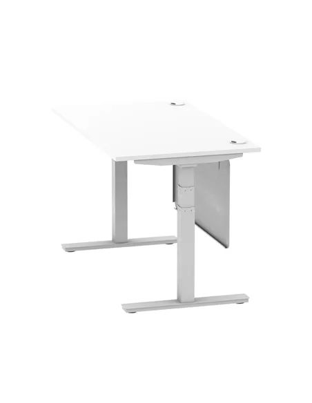 Dynamic Air Modesty 1400 x 800mm Height Adjustable Office Desk White Top Cable Ports Modesty Panel HA01330