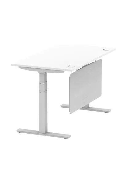 Dynamic Air Modesty 1400 x 800mm Height Adjustable Office Desk White Top Cable Ports Modesty Panel HA01330