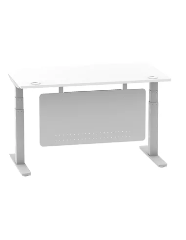 Dynamic Air Modesty 1400 x 800mm Height Adjustable Office Desk White Top Cable Ports Modesty Panel HA01330
