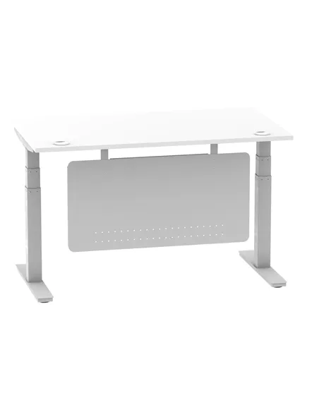 Dynamic Air Modesty 1400 x 800mm Height Adjustable Office Desk White Top Cable Ports Modesty Panel HA01330