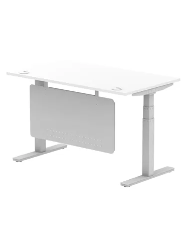 Dynamic Air Modesty 1400 x 800mm Height Adjustable Office Desk White Top Cable Ports Modesty Panel HA01330