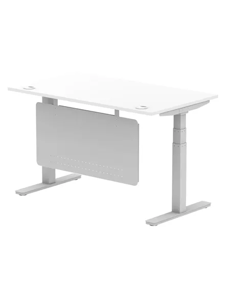 Dynamic Air Modesty 1400 x 800mm Height Adjustable Office Desk White Top Cable Ports Modesty Panel HA01330