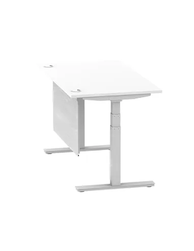 Dynamic Air Modesty 1400 x 800mm Height Adjustable Office Desk White Top Cable Ports Modesty Panel HA01330
