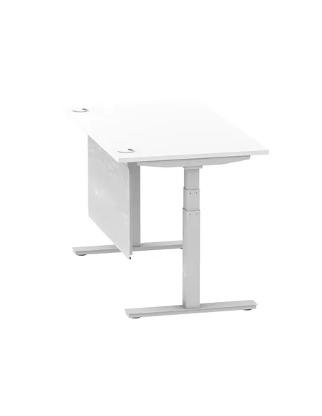 Dynamic Air Modesty 1400 x 800mm Height Adjustable Office Desk White Top Cable Ports Modesty Panel HA01330