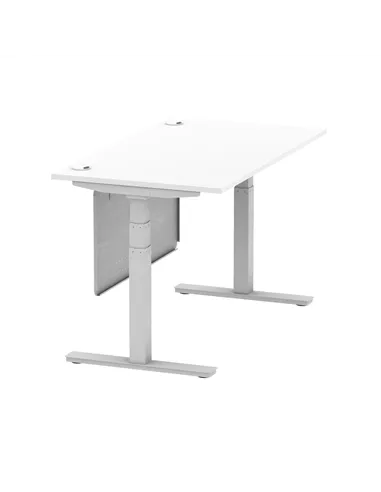 Dynamic Air Modesty 1400 x 800mm Height Adjustable Office Desk White Top Cable Ports Modesty Panel HA01330