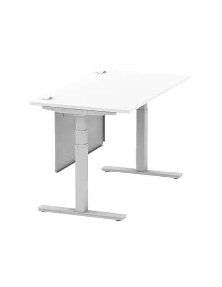 Dynamic Air Modesty 1400 x 800mm Height Adjustable Office Desk White Top Cable Ports Modesty Panel HA01330