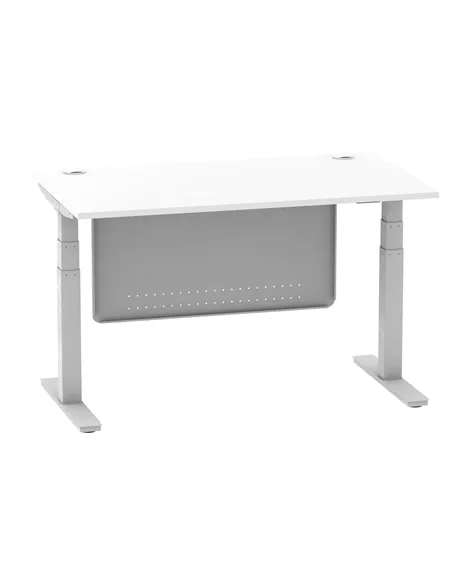 Dynamic Air Modesty 1400 x 800mm Height Adjustable Office Desk White Top Cable Ports Modesty Panel HA01330