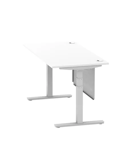 Dynamic Air Modesty 1600 x 800mm Height Adjustable Office Desk White Top Cable Ports Modesty Panel HA01331