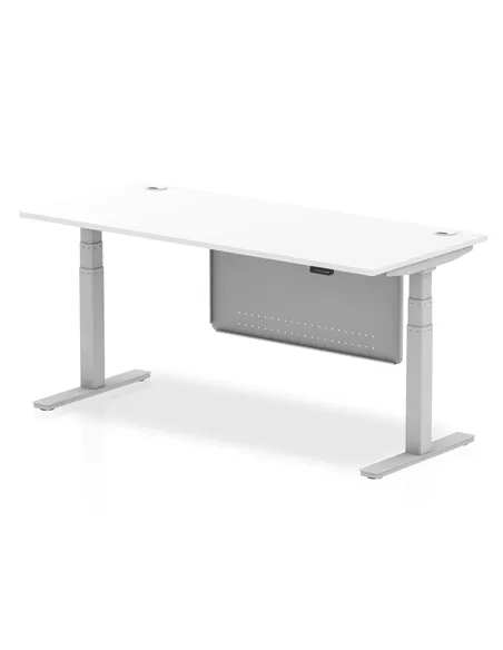 Dynamic Air Modesty 1800 x 800mm Height Adjustable Office Desk White Top Cable Ports Modesty Panel HA01332