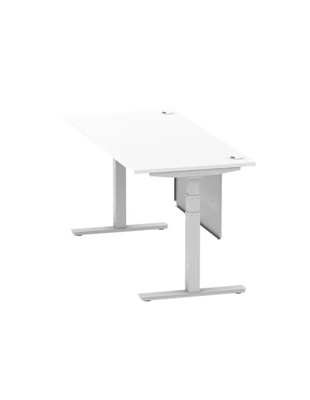 Dynamic Air Modesty 1800 x 800mm Height Adjustable Office Desk White Top Cable Ports Modesty Panel HA01332
