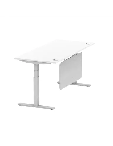 Dynamic Air Modesty 1800 x 800mm Height Adjustable Office Desk White Top Cable Ports Modesty Panel HA01332
