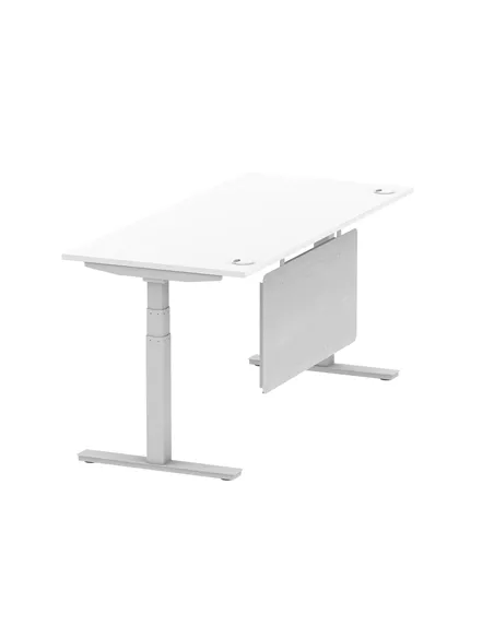 Dynamic Air Modesty 1800 x 800mm Height Adjustable Office Desk White Top Cable Ports Modesty Panel HA01332