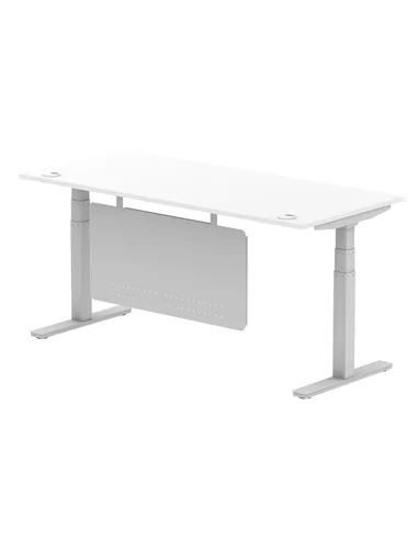 Dynamic Air Modesty 1800 x 800mm Height Adjustable Office Desk White Top Cable Ports Modesty Panel HA01332