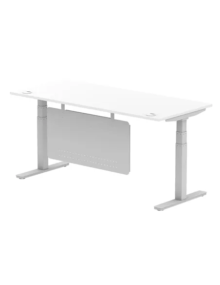Dynamic Air Modesty 1800 x 800mm Height Adjustable Office Desk White Top Cable Ports Modesty Panel HA01332