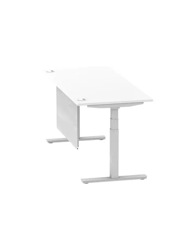 Dynamic Air Modesty 1800 x 800mm Height Adjustable Office Desk White Top Cable Ports Modesty Panel HA01332