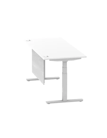 Dynamic Air Modesty 1800 x 800mm Height Adjustable Office Desk White Top Cable Ports Modesty Panel HA01332
