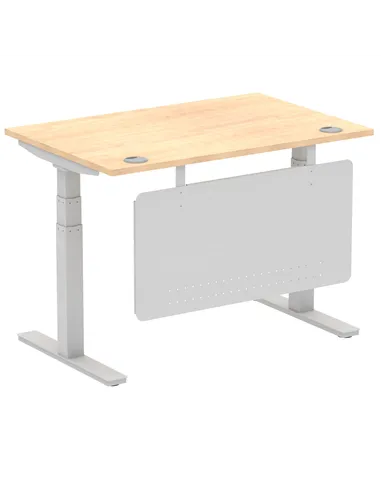 Dynamic Air Modesty 1200 x 800mm Height Adjustable Office Desk Maple Top Cable Ports Modesty Panel HA01333