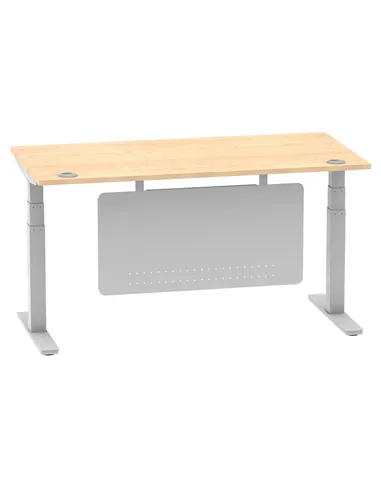 Dynamic Air Modesty 1600 x 800mm Height Adjustable Office Desk Maple Top Cable Ports Modesty Panel HA01335