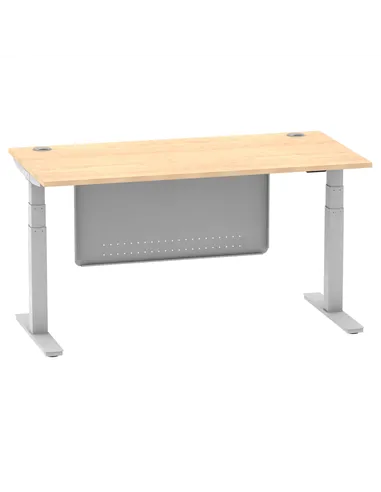 Dynamic Air Modesty 1600 x 800mm Height Adjustable Office Desk Maple Top Cable Ports Modesty Panel HA01335