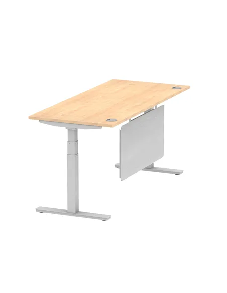 Dynamic Air Modesty 1800 x 800mm Height Adjustable Office Desk Maple Top Cable Ports Modesty Panel HA01336