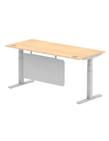 Dynamic Air Modesty 1800 x 800mm Height Adjustable Office Desk Maple Top Cable Ports Modesty Panel HA01336