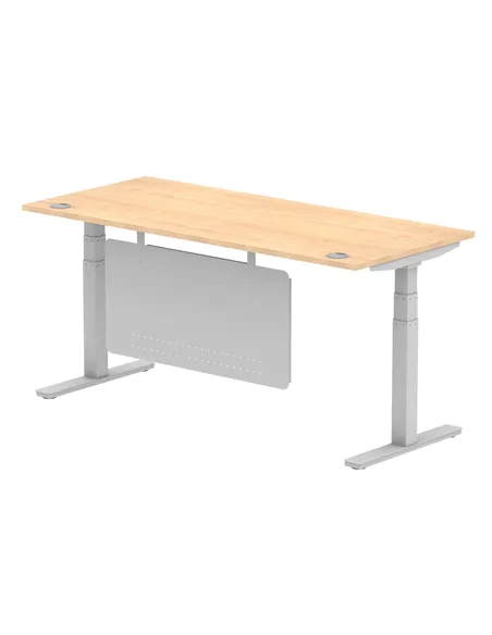 Dynamic Air Modesty 1800 x 800mm Height Adjustable Office Desk Maple Top Cable Ports Modesty Panel HA01336
