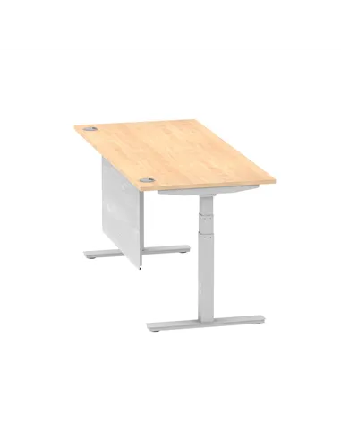 Dynamic Air Modesty 1800 x 800mm Height Adjustable Office Desk Maple Top Cable Ports Modesty Panel HA01336