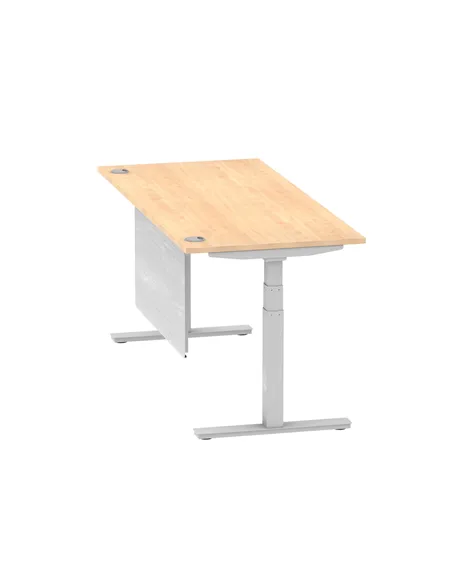 Dynamic Air Modesty 1800 x 800mm Height Adjustable Office Desk Maple Top Cable Ports Modesty Panel HA01336
