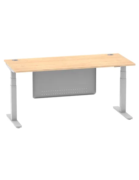 Dynamic Air Modesty 1800 x 800mm Height Adjustable Office Desk Maple Top Cable Ports Modesty Panel HA01336
