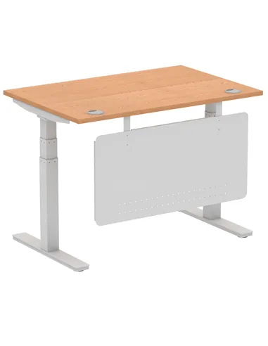 Dynamic Air Modesty 1200 x 800mm Height Adjustable Office Desk Oak Top Cable Ports Modesty Panel HA01337