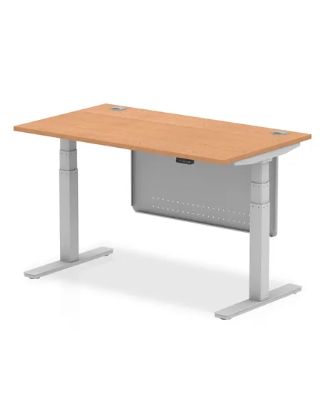 Dynamic Air Modesty 1400 x 800mm Height Adjustable Office Desk Oak Top Cable Ports Modesty Panel HA01338